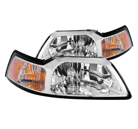 ANZO 1999-2004 Ford Mustang Crystal Headlights Chrome