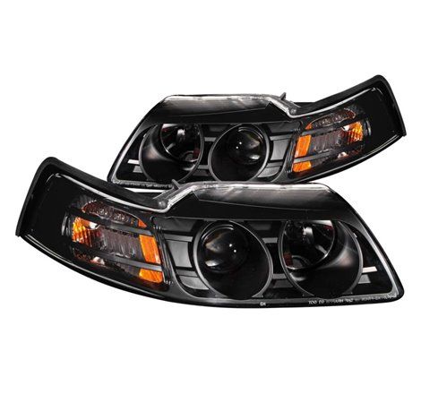 ANZO 1999-2004 Ford Mustang Projector Headlights Black