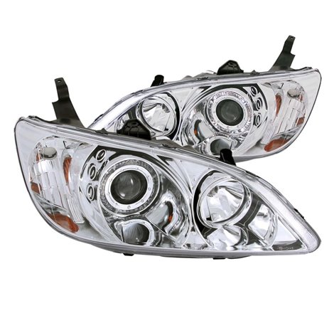 ANZO 2004-2005 Honda Civic Projector Headlights w/ Halo Chrome