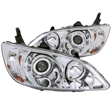 ANZO 2004-2005 Honda Civic Projector Headlights w/ Halo Chrome