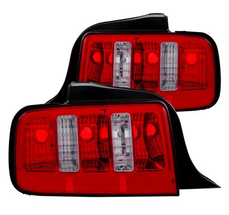 ANZO 2005-2009 Ford Mustang Taillights Red/Clear - 2010 Style