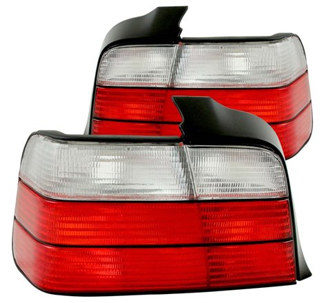 ANZO 1992-1998 BMW 3 Series E36 Sedan Taillights Red/Clear