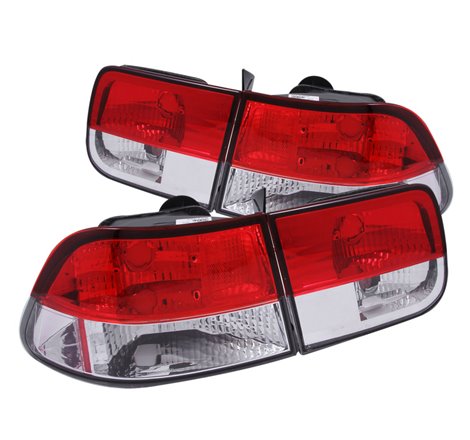 ANZO 1996-2000 Honda Civic Taillights Red/Clear