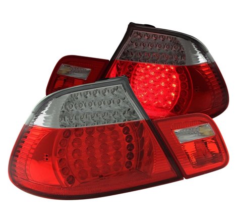 ANZO 2000-2003 BMW 3 Series E46 LED Taillights Red Clear 4pc