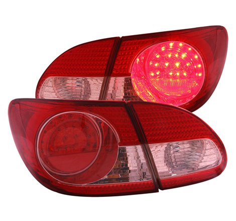 ANZO 2003-2008 Toyota Corolla LED Taillights Red Clear 4pc