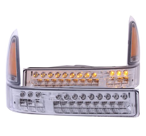 ANZO 2000-2004 Ford Excursion LED Parking Lights Chrome w/ Amber Reflector