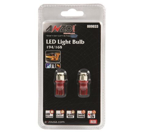 ANZO LED Bulbs Universal 194/168 Red - 4 LEDs