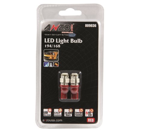 ANZO LED Bulbs Universal 194/168 Red - 5 LEDs
