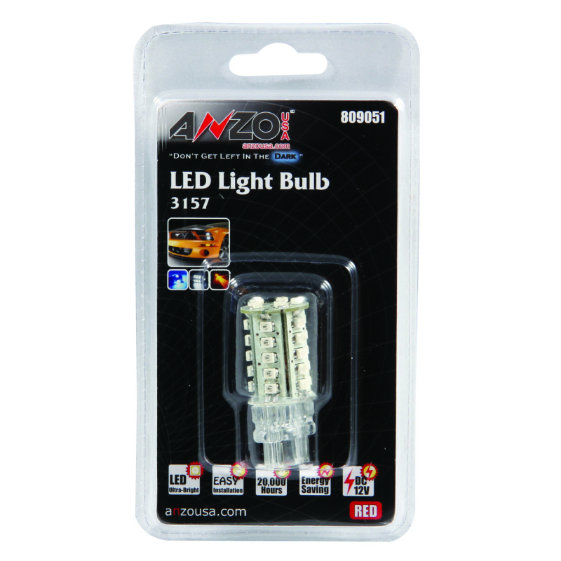 ANZO LED Bulbs Universal 3157 Red - 30 LEDs 2in Tall