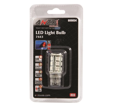ANZO LED Bulbs Universal 7443 Red - 18 LEDs 1 3/4in Tall