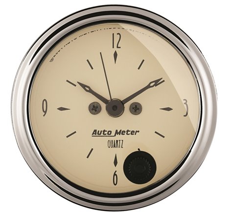 Autometer 2-1/16 inch 12 Hour Analog Antique Beige Clock