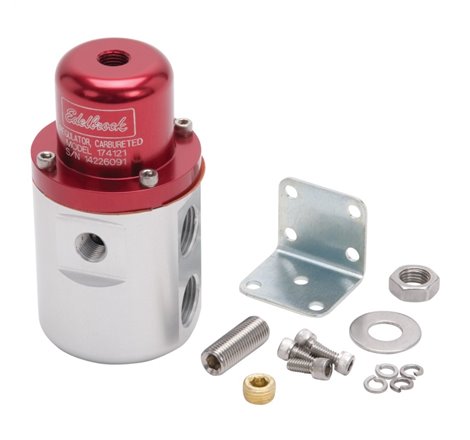Edelbrock Fuel Pressure Regulator Carbureted 160 GPH 5-10 PSI 3/8In In/Out Retunless Red/Clear