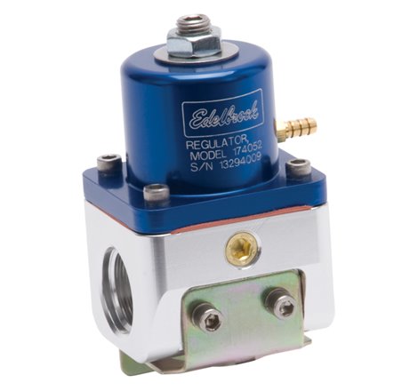 Edelbrock Fuel Pressure Regulator Carbureted 180 GPH 5-10 PSI -10 In/Out -6 Return Blue/Clear