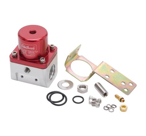 Edelbrock Fuel Pressure Regulator Carbureted 180 GPH 5-10 PSI -10 In/Out -6 Return Red/Clear