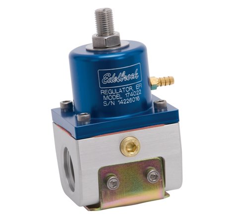 Edelbrock Fuel Pressure Regulator EFI 180 GPH 35-90 PSI -10In/Out -6 Return Blue/Clear