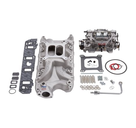 Edelbrock Manifold And Carb Kit Performer RPM Small Block Ford 289-302 Natural Finish
