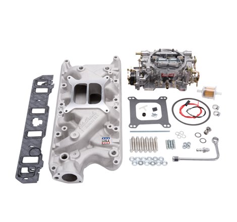 Edelbrock Manifold And Carb Kit Performer Small Block Ford 289-302 Natural Finish