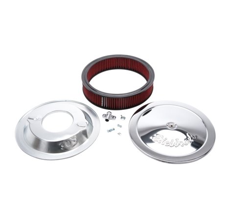 Edelbrock Air Cleaner Pro-Flo Series Round 14 In Diameter Cloth Element 3/8In Dropped Base Chrome