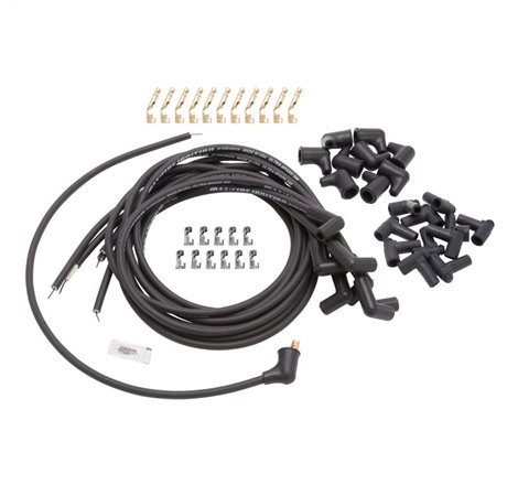Edelbrock Spark Plug Wire Set Universal 90 Deg Boots 500 Ohm Resistance 8 65mm Black Wire (Set of 9)