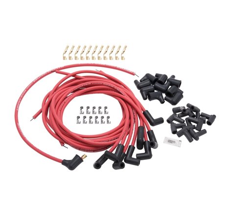 Edelbrock Spark Plug Wire Set Universal 90 Deg Boots 50 Ohm Resistance 8 65mm Red Wire (Set of 9)