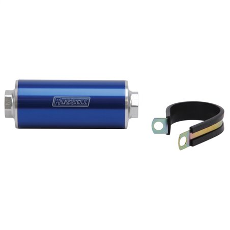 Russell Performance Profilter Fuel Filter 6in Long 10 Micron -10AN Inlet -10AN Outlet - Blue