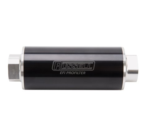 Russell Performance Profilter Fuel Filter 6in Long 60 Micron -10AN Inlet -10AN Outlet - Black