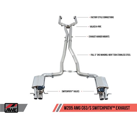 AWE Tuning Mercedes-Benz W205 AMG C63/S Sedan SwitchPath Exhaust System - for Non-DPE Cars