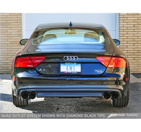 AWE Tuning Audi C7 A7 3.0T Touring Edition Exhaust - Quad Outlet Diamond Black Tips
