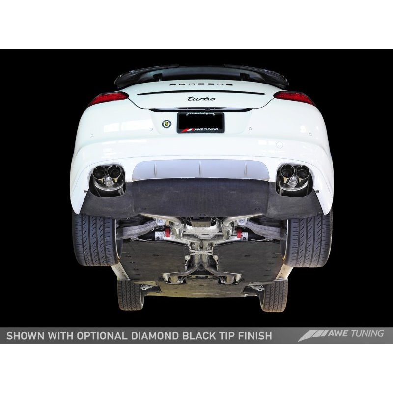 AWE Tuning Panamera Turbo Performance Exhaust System Touring Edition Polished Silver Tips