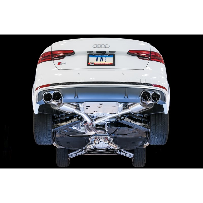 AWE Tuning Audi B9 S4 Touring Edition Exhaust - Non-Resonated (Silver 90mm Tips)