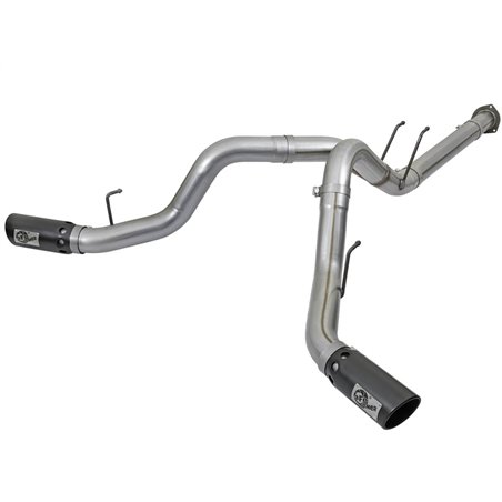 aFe Large Bore-HD 4in 409 Stainless Steel DPF-Back Exhaust w/Black Tip 2017 Ford Diesel V8 6.7L (td)