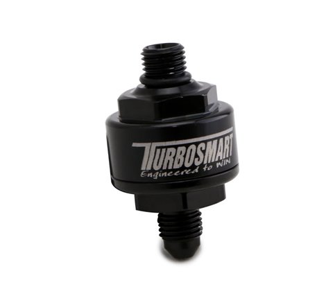 Turbosmart Billet Turbo Oil Feed Filter w/ 44 Micron Pleated Disc AN-4 Male to AN-4 ORB- Black