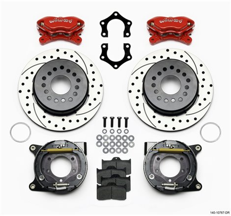 Wilwood Forged Dynalite P/S Park Brake Kit Drilled Red Mopar/Dana 2.50in Off w/Snap Ring Brng