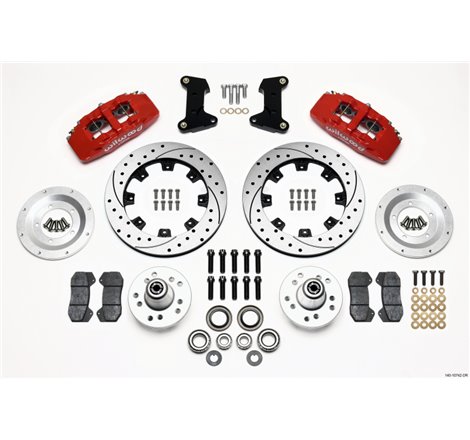 Wilwood Dynapro 6 Front Hub Kit 12.19in Drilled Red 74-80 Pinto/Mustang II Disc Spindle only