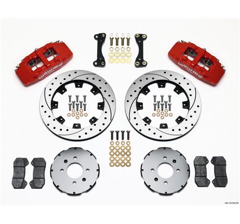 Wilwood Dynapro 6 Front Hat Kit 12.19in Drilled Red 90-99 Civic w/240 mm Disc