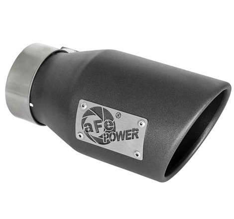 aFe MACH Force-Xp 3in 304 SS Metallic Black Exhaust Tip 3in In x 4-1/2in Out x 9in L Clamp-On Right