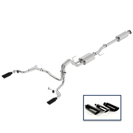 Ford Racing 15-18 F-150 2.7L Cat-Back Sport Exhaust System - Rear Exit Black Chrome Tips