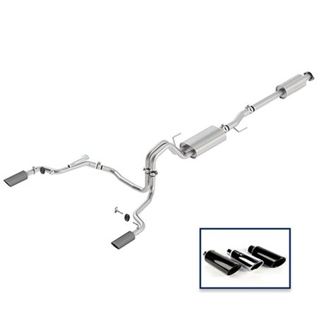 Ford Racing 15-18 F-150 2.7L Cat-Back Touring Exhaust System - Rear Exit Carbon Fiber Tips