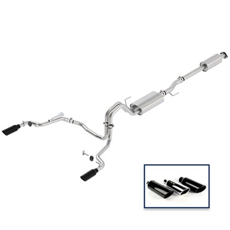 Ford Racing 15-18 F-150 5.0L Cat-Back Touring Exhaust System - Rear Exit Black Chrome Tips