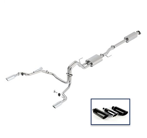 Ford Racing 15-18 F-150 5.0L Cat-Back Touring Exhaust System - Rear Exit Chrome Tips