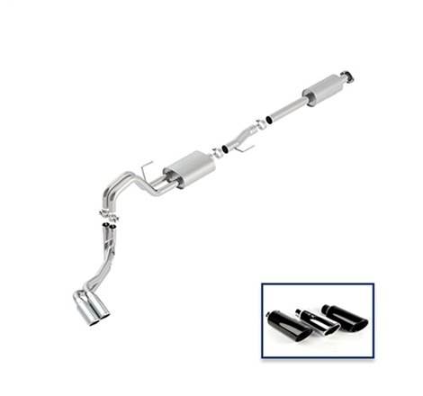 Ford Racing 15-18 F-150 5.0L Cat-Back Touring Exhaust System - Side Exit Chrome Tips