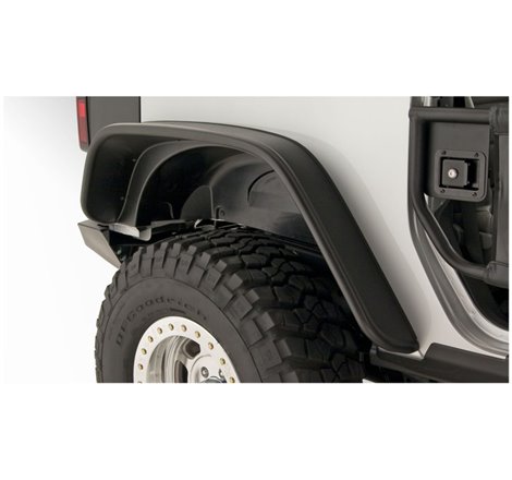 Bushwacker 07-18 Jeep Wrangler Flat Style Flares 2pc Fits 2-Door Sport Utility Only - Black