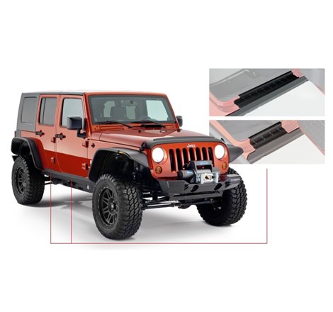 Bushwacker 07-18 Jeep Wrangler Unlimited Trail Armor Rocker Panel and Sill Plate Cover - Black