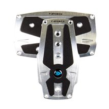 NRG Brushed Aluminum Sport Pedal A/T - Silver w/Black Rubber Inserts