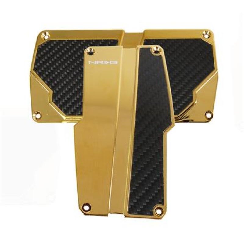 NRG Brushed Aluminum Sport Pedal A/T - Chrome Gold w/Black Carbon