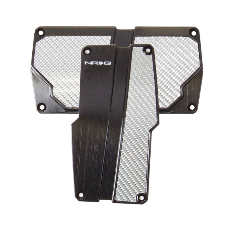 NRG Brushed Aluminum Sport Pedal A/T - Black w/Silver Carbon