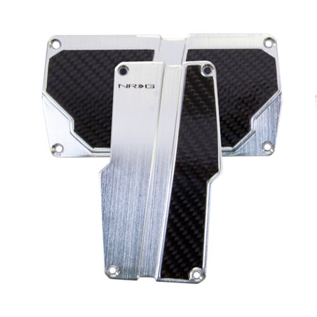 NRG Brushed Aluminum Sport Pedal A/T - Silver w/Black Carbon