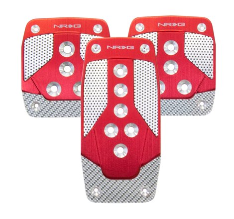 NRG Aluminum Sport Pedal M/T - Red w/Silver Carbon