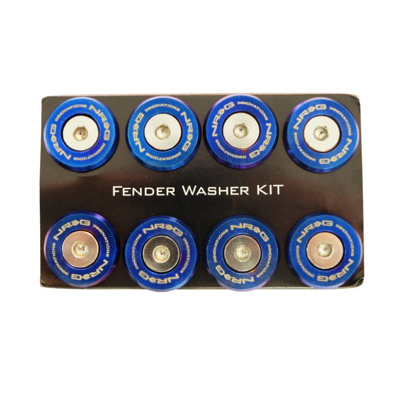 NRG M-Style Fender Washer Kit (TI Series) M6 Bolts For Metal (TI Burn Wshr/Silver Screw) - Set of 10