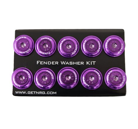 NRG Fender Washer Kit w/Color Matched M6 Bolt Rivets For Plastic (Purple) - Set of 10